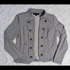 Tommy Hilfiger Jacket Womens Small Gray Scarlet Button Trim Military
